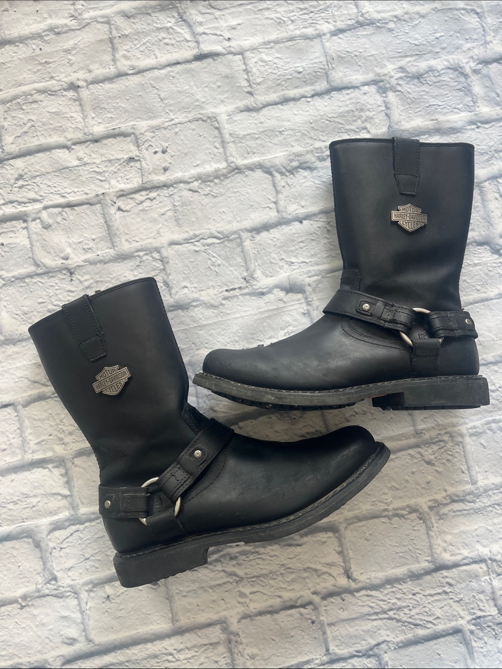 Harley-Davidson Black Leather Harness Riding Boots -MEN’S